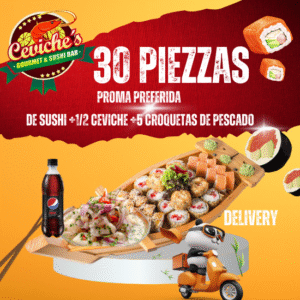 30 Piezzas de Sushi + Ceviche